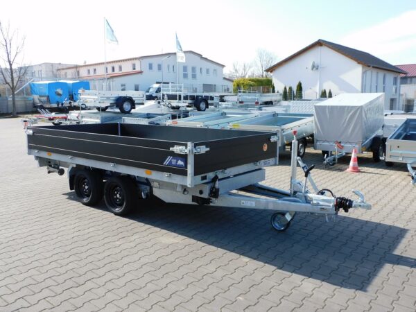 Saris K3 HD Heavy Duty 3,56x1,84x0,35m 3500kg Dreiseitenkipper elektrisch Blattfederung Auffahrpaket Nothandpumpe Black Edition LED Beleuchtung verstärktes Stützrad – Bild 24