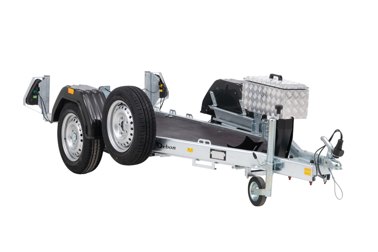 Debon Roadster Moto 1V3 600kg kippbar +Ersatzrad +Staubox +Motorradauffahrschiene – Bild 3