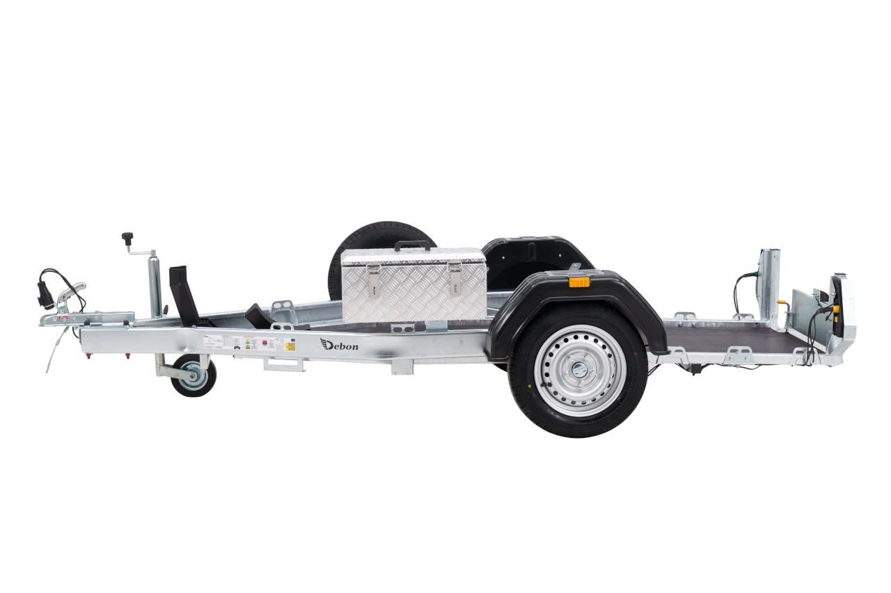 Debon Roadster Moto 1V3 600kg kippbar +Ersatzrad +Staubox +Motorradauffahrschiene – Bild 7