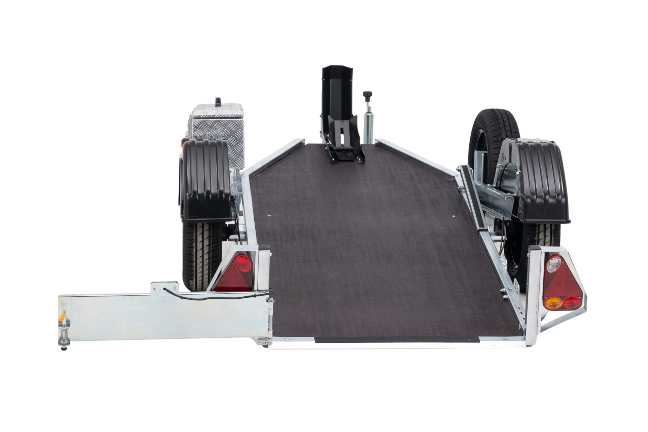 Debon Roadster Moto 1V3 600kg kippbar +Ersatzrad +Staubox +Motorradauffahrschiene – Bild 10